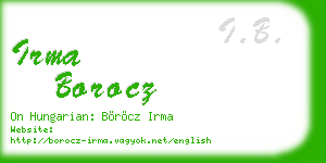 irma borocz business card